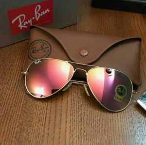 Ray Ban Pink Flash Mirrored Gold Frame Aviators